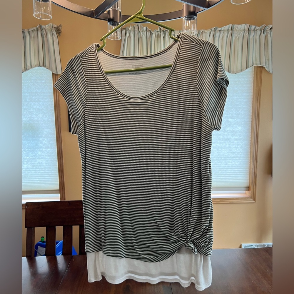 Green and white striped nursing shirt by motherhood
